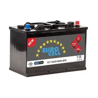 Akü (12V - 105 AH) H4 (346×175×230) İpli Kamyonet Tırnaklı   EUROCELL 8699358510051