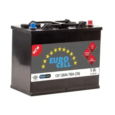 Akü (12V - 128 AH) Hibrid D3 Uzun Kenarlar Tırnaklı ( 349X175X285 )  EUROCELL 8699358510150 - 1. Görsel