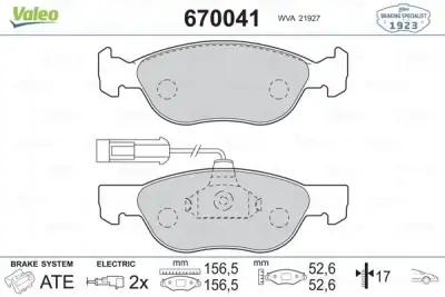 VALEO 670041 Fren Balatası Ön - 1. Görsel