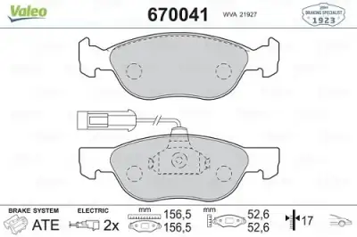 VALEO 670041 Fren Balatası Ön - 3. Görsel