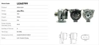 Alternatör  LUCAS ELEKTRIK LEA0799