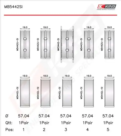 Krank Mili Yatak Çanağı Seti KING MB5442SI - 2. Görsel
