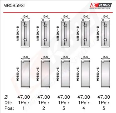 Krank Mili Yatak Çanağı Seti KING MB5859SI - 2. Görsel