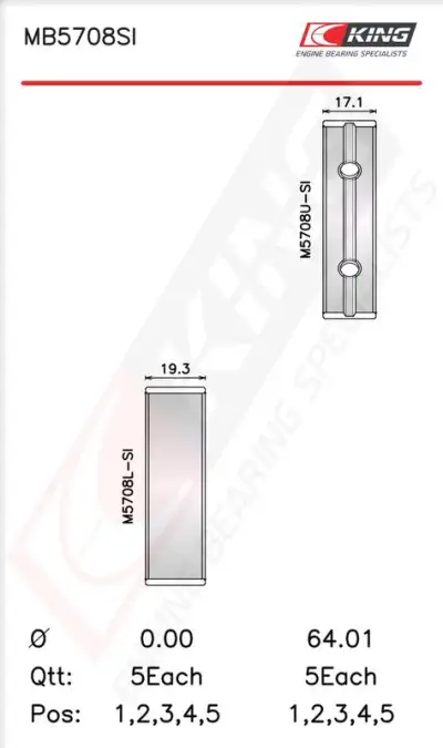 Krank Mili Yatak Çanağı Seti KING MB5708SI - 2. Görsel