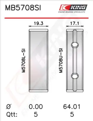 Krank Mili Yatak Çanağı Seti KING MB5708SI