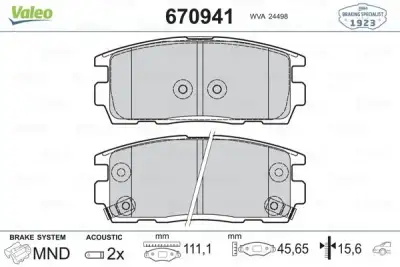 VALEO 670941 Fren Balatası Arka - 1. Görsel