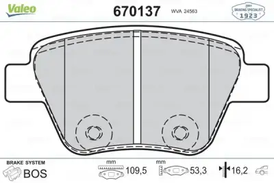 VALEO 670137 Fren Balatası Arka - 1. Görsel