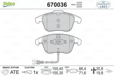 VALEO 670036 Fren Balatası Ön - 1. Görsel