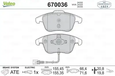 VALEO 670036 Fren Balatası Ön - 3. Görsel