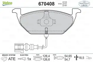 VALEO 670408 Fren Balatası Ön