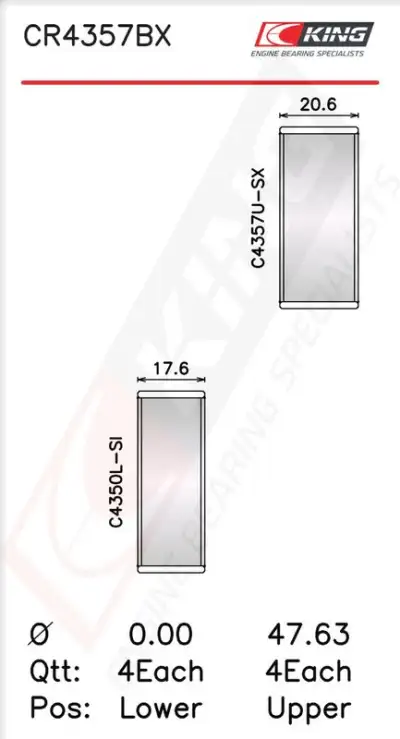 Biyel Yatak Çanağı KING CR4357BX0.75 - 2. Görsel