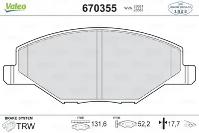VALEO 670355 Fren Balatası Ön - 1. Görsel