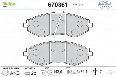 VALEO 670361 Fren Balatası Ön - 1. Görsel