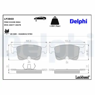 Fren Balata Seti, Diskli Fren DELPHI LP3860 - 3. Görsel