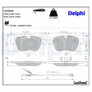 Fren Balata Seti, Diskli Fren DELPHI LP3526