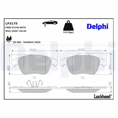 Fren Balata Seti, Diskli Fren DELPHI LP3175 - 3. Görsel