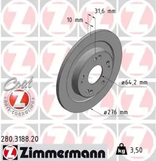 Fren Disk Ayna Arka Sağ ve Sol ZIMMERMANN 280.3188.20