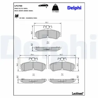 Fren Disk Balata Arka DELPHI LP2700