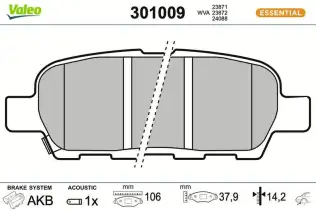 Fren Disk Balata Arka VALEO 301009