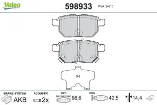Fren Disk Balata Arka VALEO 598933