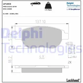 Fren Disk Balata Ön DELPHI LP1653