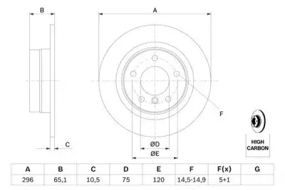 Fren Diski. Arka. 296 /10.5 8.9 Mm . Yüksek Karbon Alaşimli - 5. Görsel