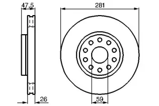 Fren Diski Ön 281 / 26 24.1 Mm Hava Kanalli
