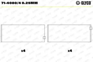 Biyel Yatak Çanağı GLYCO 71-4080/4 0.25mm