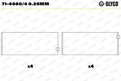 Biyel Yatak Çanağı GLYCO 71-4080/4 0.25mm - 1. Görsel