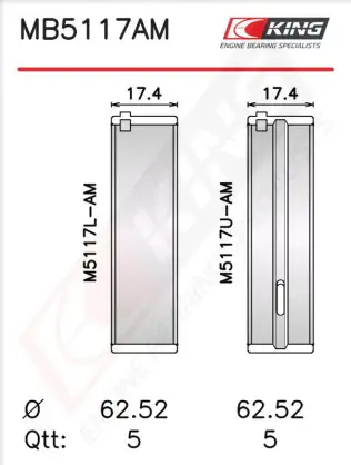 Krank Mili Yatak Çanağı Seti KING MB5117AM0.25