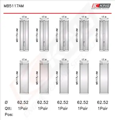 Krank Mili Yatak Çanağı Seti KING MB5117AM0.5 - 2. Görsel