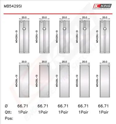 Krank Mili Yatak Çanağı Seti KING MB5429SI - 2. Görsel