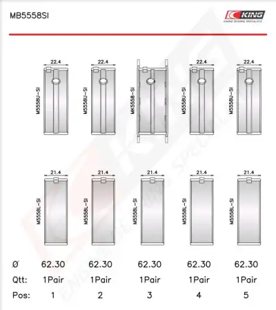 Krank Mili Yatak Çanağı Seti KING MB5558SI - 2. Görsel