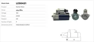 Marş Dinamosu  LUCAS ELEKTRIK LES0421