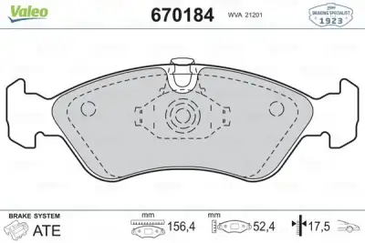 VALEO 670184 Fren Balatası Ön - 1. Görsel