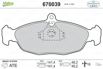 VALEO 670039 Fren Balatası Ön - 1. Görsel