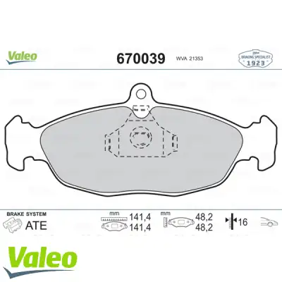 VALEO 670039 Fren Balatası Ön - 3. Görsel