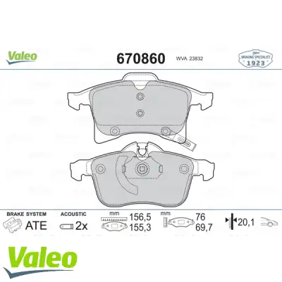 VALEO 670860 Fren Balatası Ön - 3. Görsel