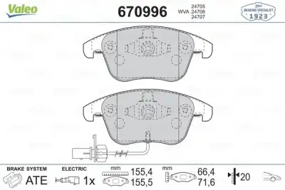 VALEO 670996 Fren Balatası Ön - 1. Görsel