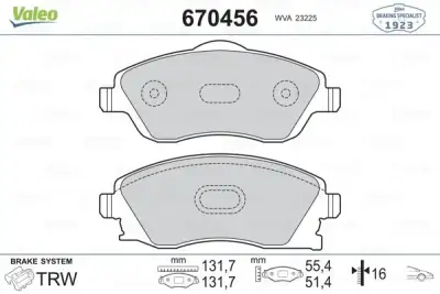 VALEO 670456 Fren Balatası Ön - 1. Görsel