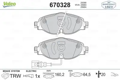 VALEO 670328 Fren Balatası Ön - 1. Görsel