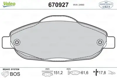 VALEO 670927 Fren Balatası Ön - 1. Görsel