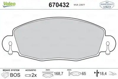 VALEO 670432 Fren Balatası Ön - 1. Görsel