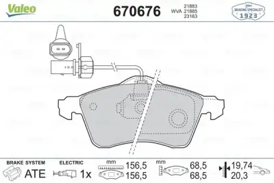 VALEO 670676 Fren Balatası Ön - 1. Görsel