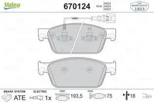 VALEO 670124 Fren Balatası Ön