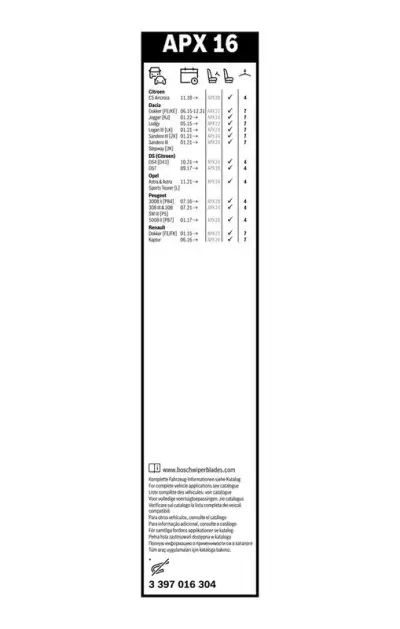 Silecek Süpürgesi Aerotwin Plus BOSCH 3 397 016 304 - 3. Görsel