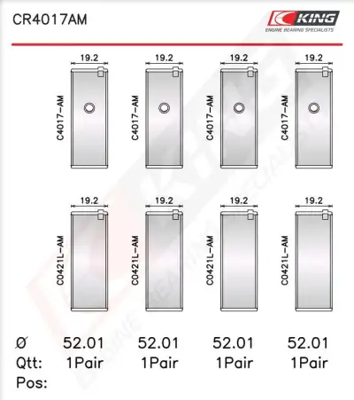 Biyel Yatak Çanağı KING CR4017AM0.5 - 2. Görsel
