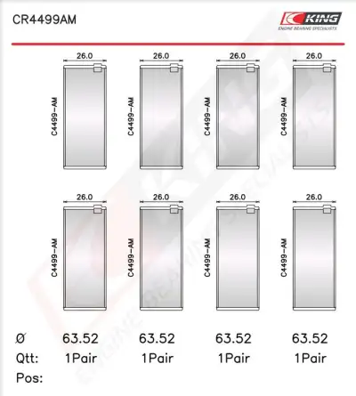 Biyel Yatak Çanağı KING CR4499AM0.25 - 2. Görsel