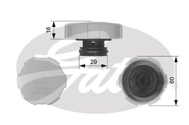 GATES RC231 Radyatör Yedek Su Depo Kapağı - . Görsel