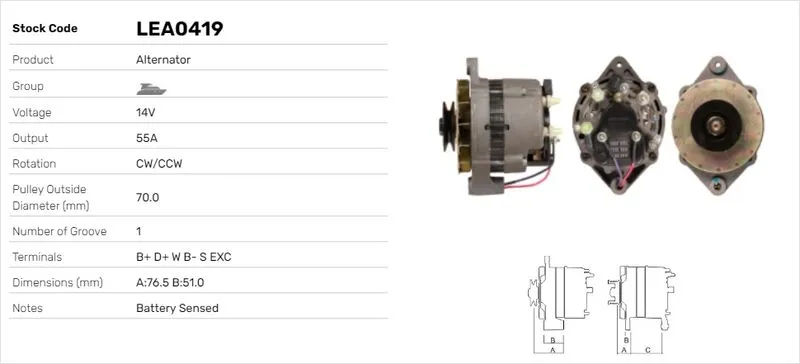Alternatör  LUCAS ELEKTRIK LEA0419